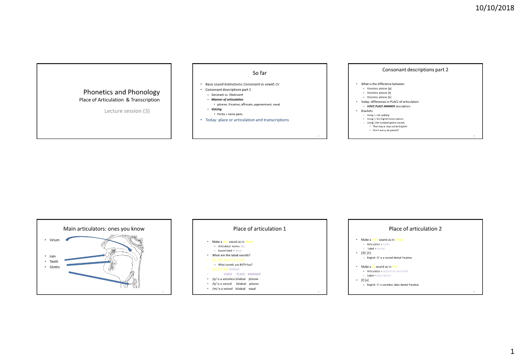 Phonetics and Phonolgy