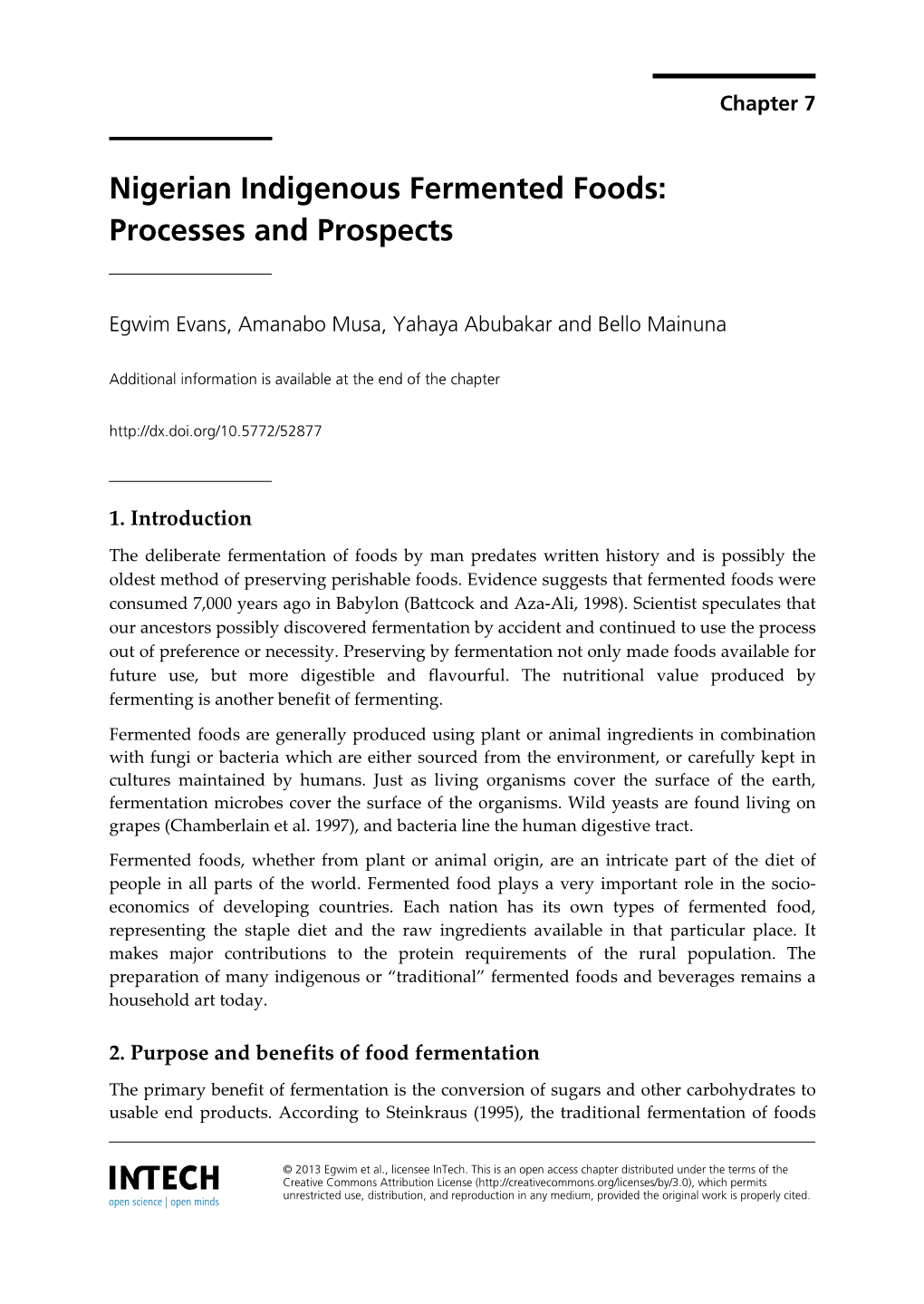 Nigerian Indigenous Fermented Foods: Processes and Prospects