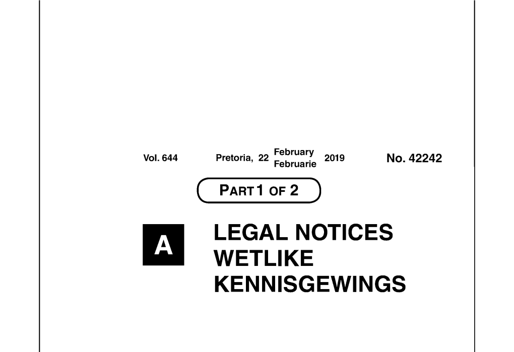 LEGAL NOTICES WETLIKE KENNISGEWINGS 2 No