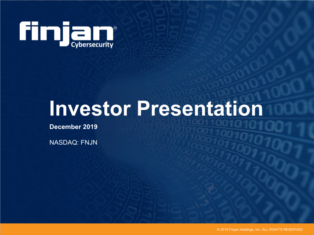 Investor Presentation December 2019