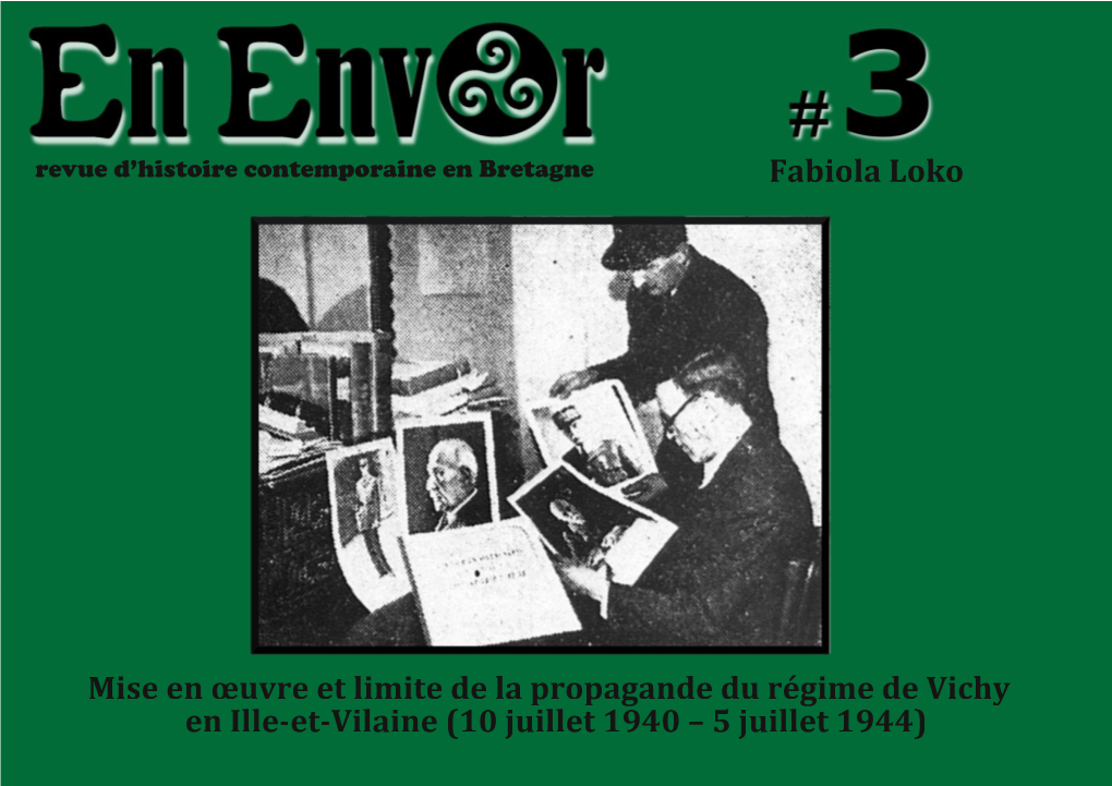 Revue D'histoire Contemporaine En Bretagne , N°1, Hiver 2013, En Et-Vilaine, Février-Mars 1944
