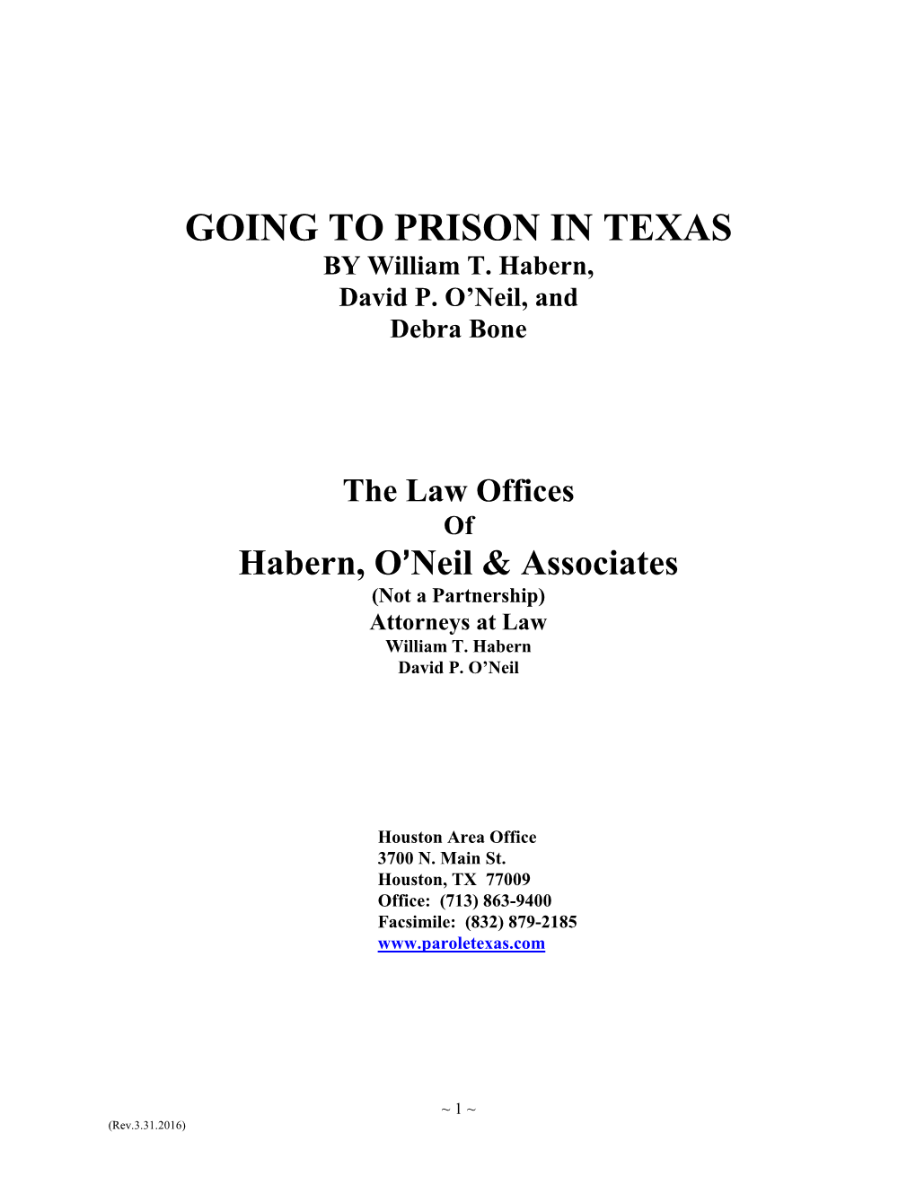 Going to Prison in Texas in 2006