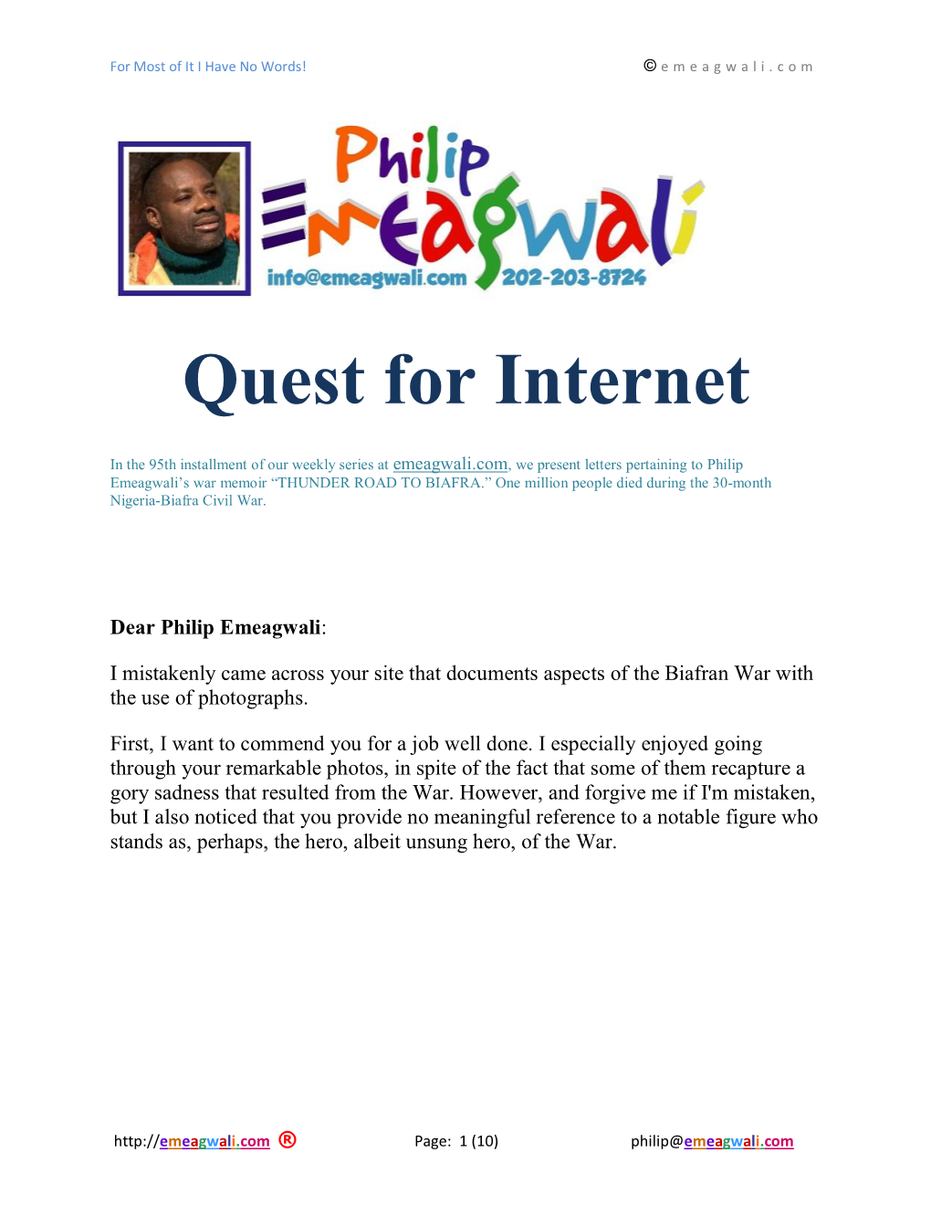 My Quest for an Internet