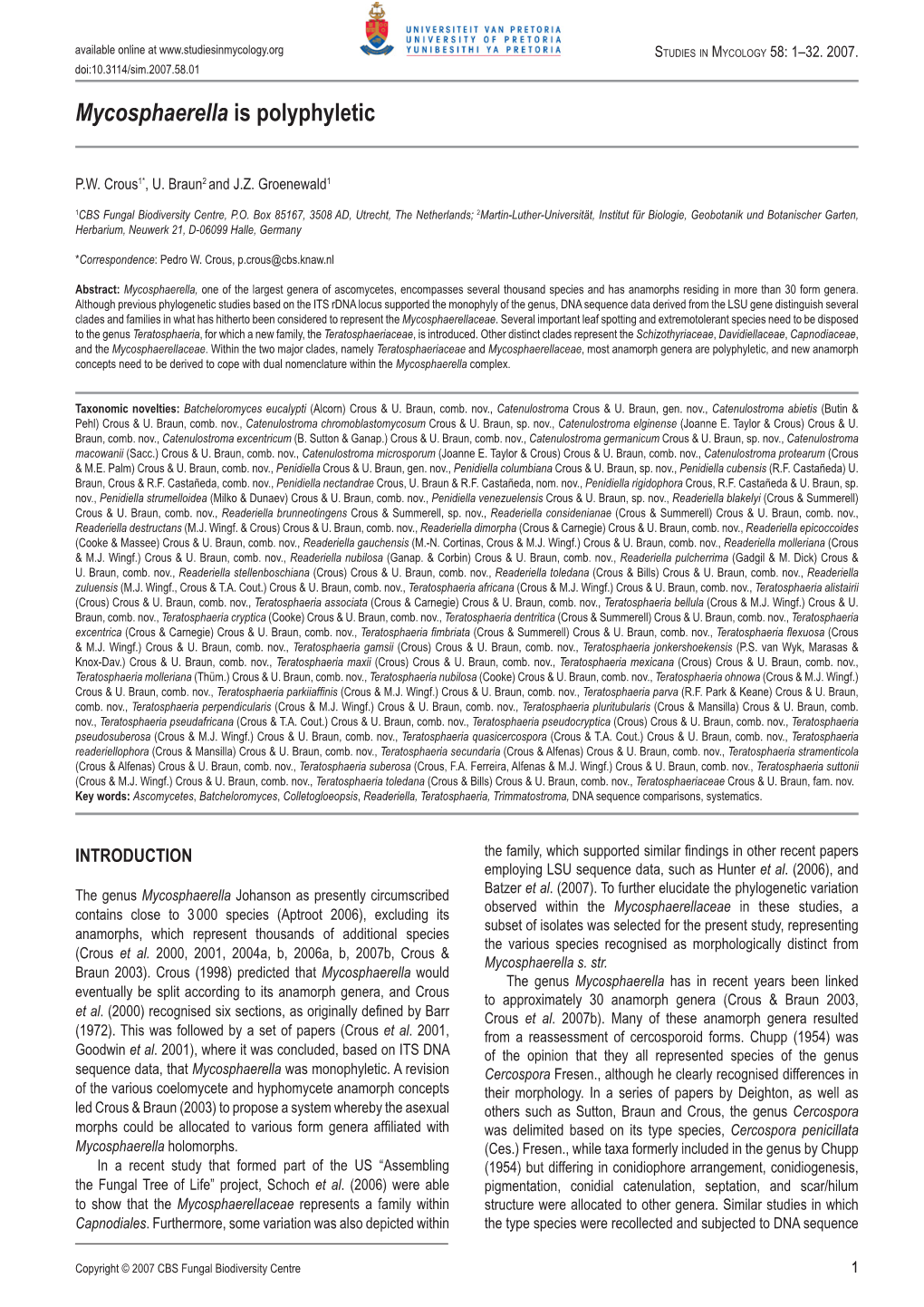 Mycosphaerella Is Polyphyletic