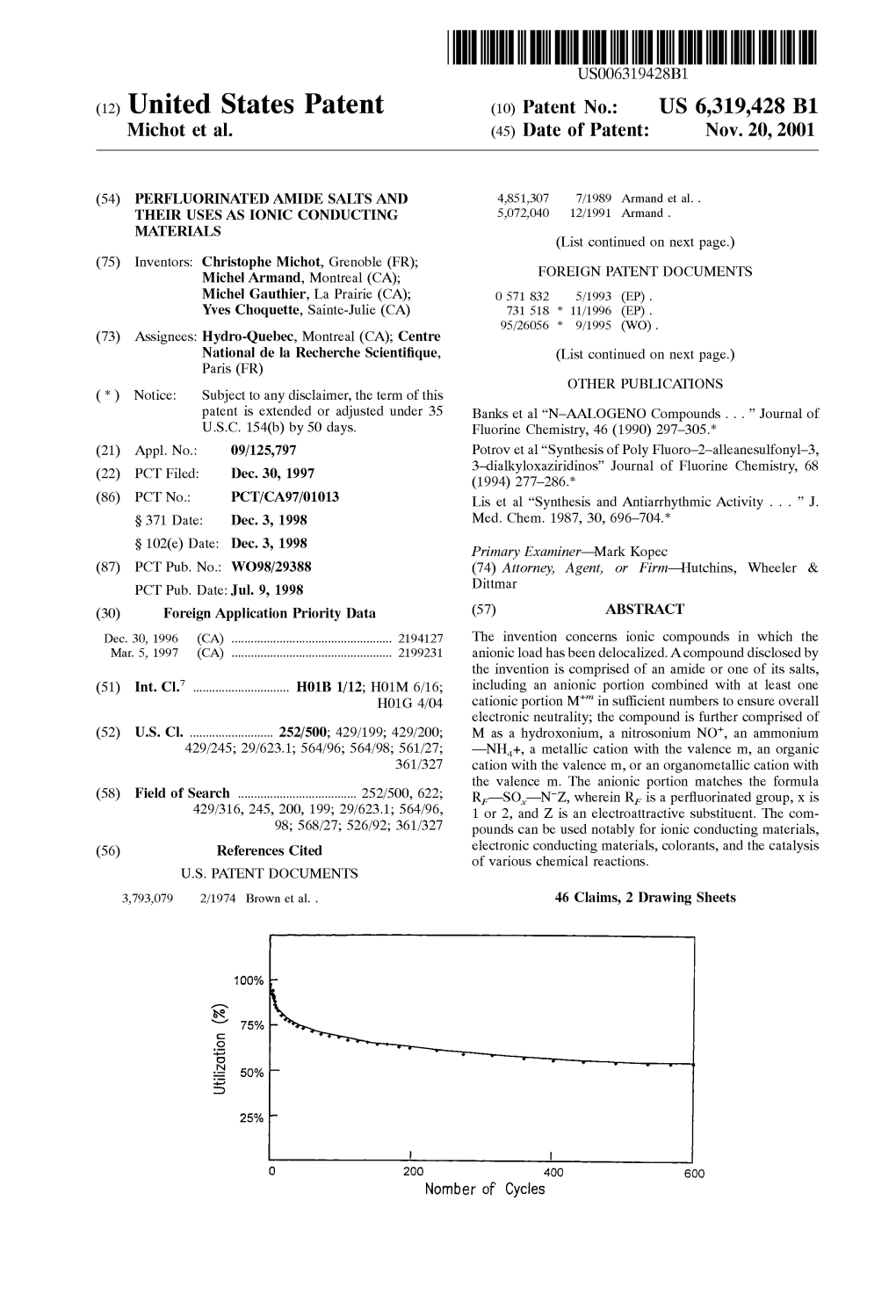 (12) United States Patent (10) Patent No.: US 6,319,428 B1 Michot Et Al