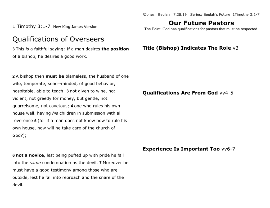 Qualifications of Overseers