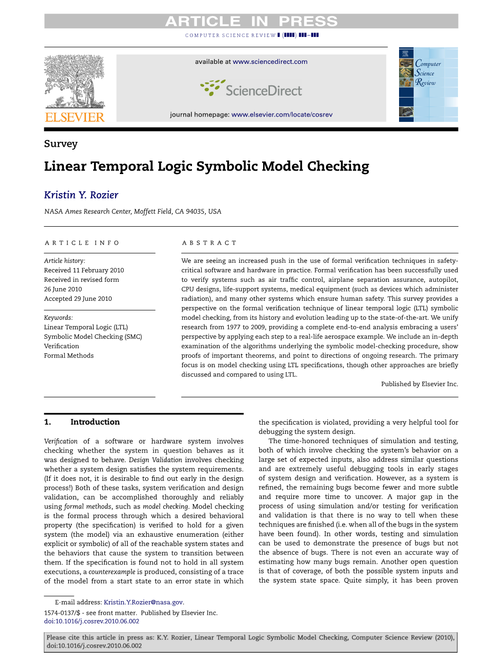 Linear Temporal Logic Symbolic Model Checking