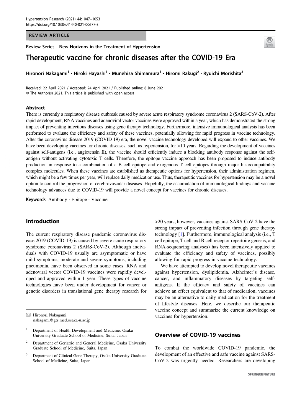 Therapeutic Vaccine for Chronic Diseases After the COVID-19 Era