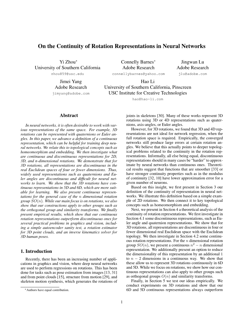 On the Continuity of Rotation Representations in Neural Networks