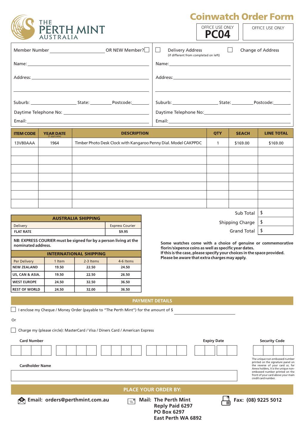 GOLD 2034 PM Coinwatch Order Form