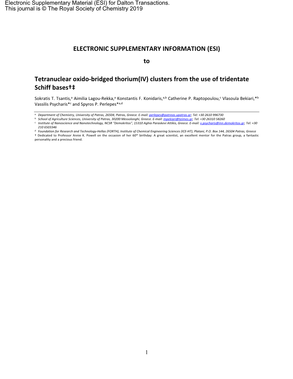 Electronic Supplementary Material (ESI) for Dalton Transactions