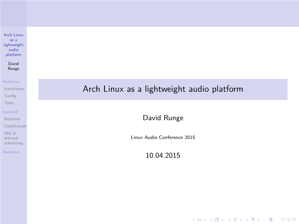 Arch Linux As a Lightweight Audio Platform