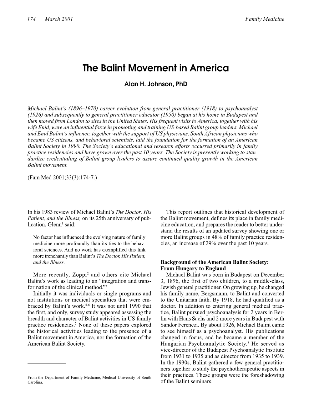 The Balint Movement in America