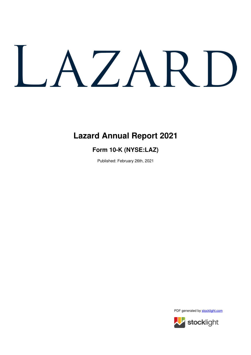 Lazard Annual Report 2021