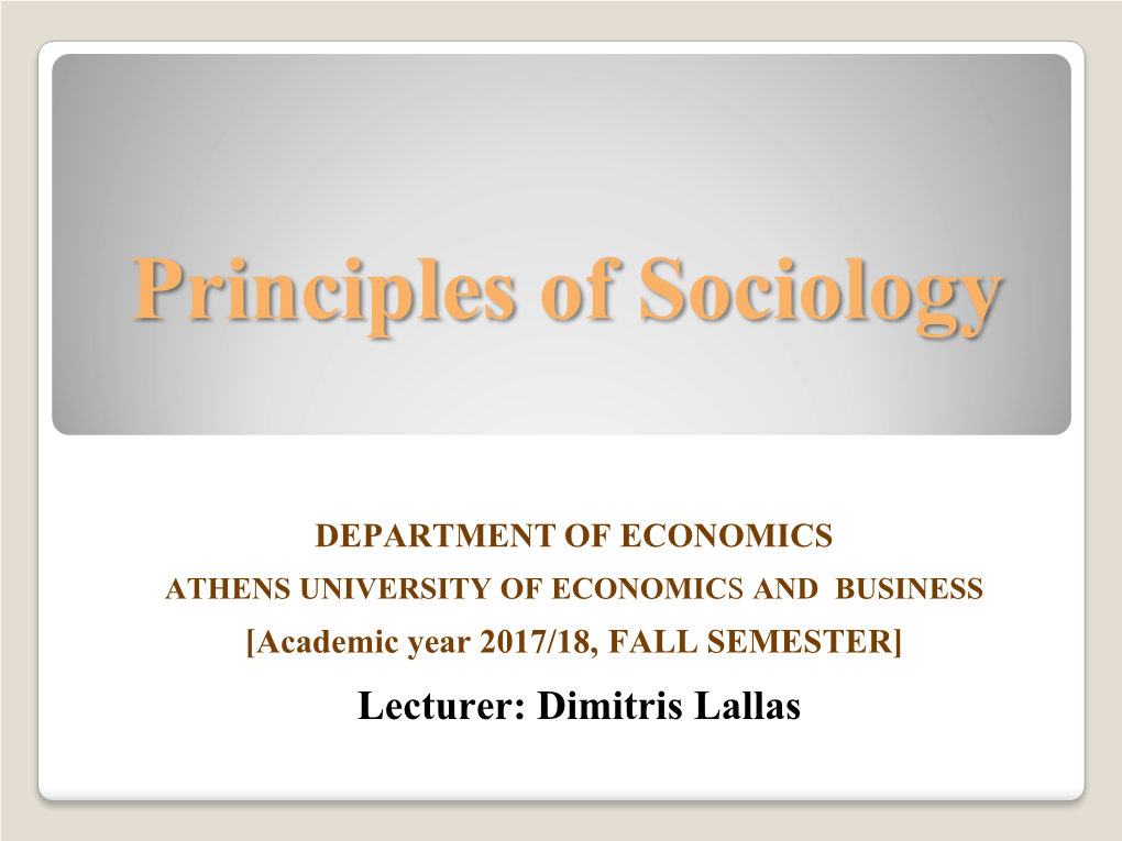 PRINCIPLES of SOCIOLOGY- 2Nd SESSION