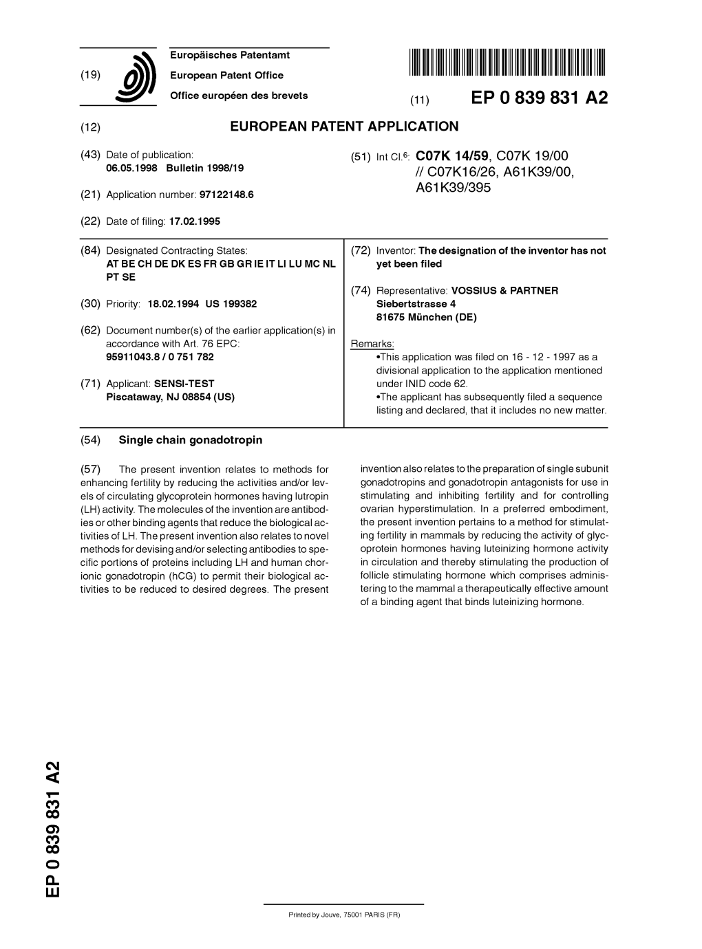 Single Chain Gonadotropin