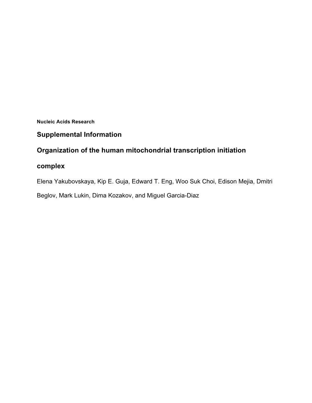 Supplemental Information Organization of the Human