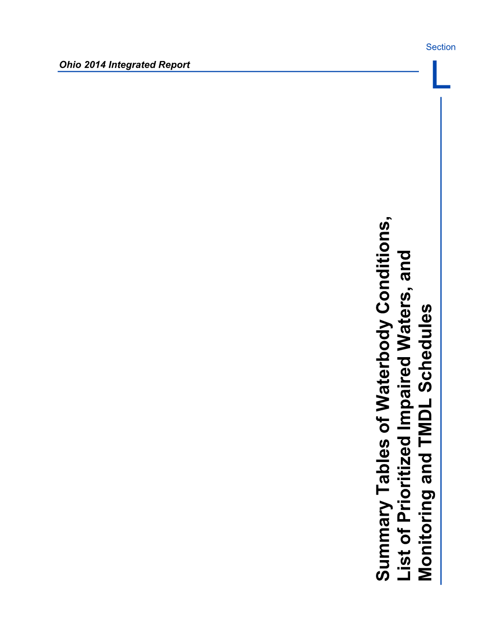 S Um M Ary T Ables of Waterbody C O Nditions, List of P Rioritized Im