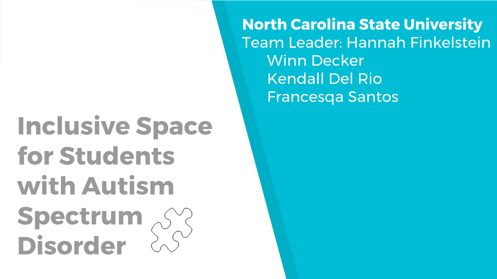 Inclusive Space for Students with Autism Spectrum Disorder SETTING SOME NORMS