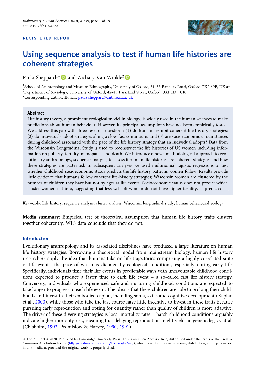 Using Sequence Analysis to Test If Human Life Histories Are Coherent Strategies