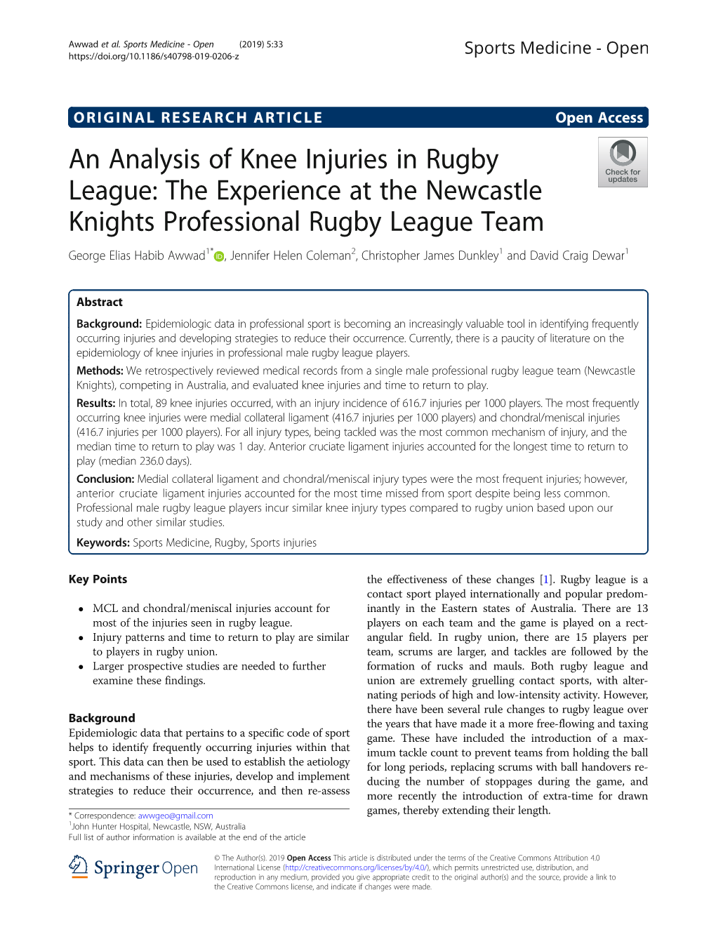 An Analysis of Knee Injuries in Rugby League
