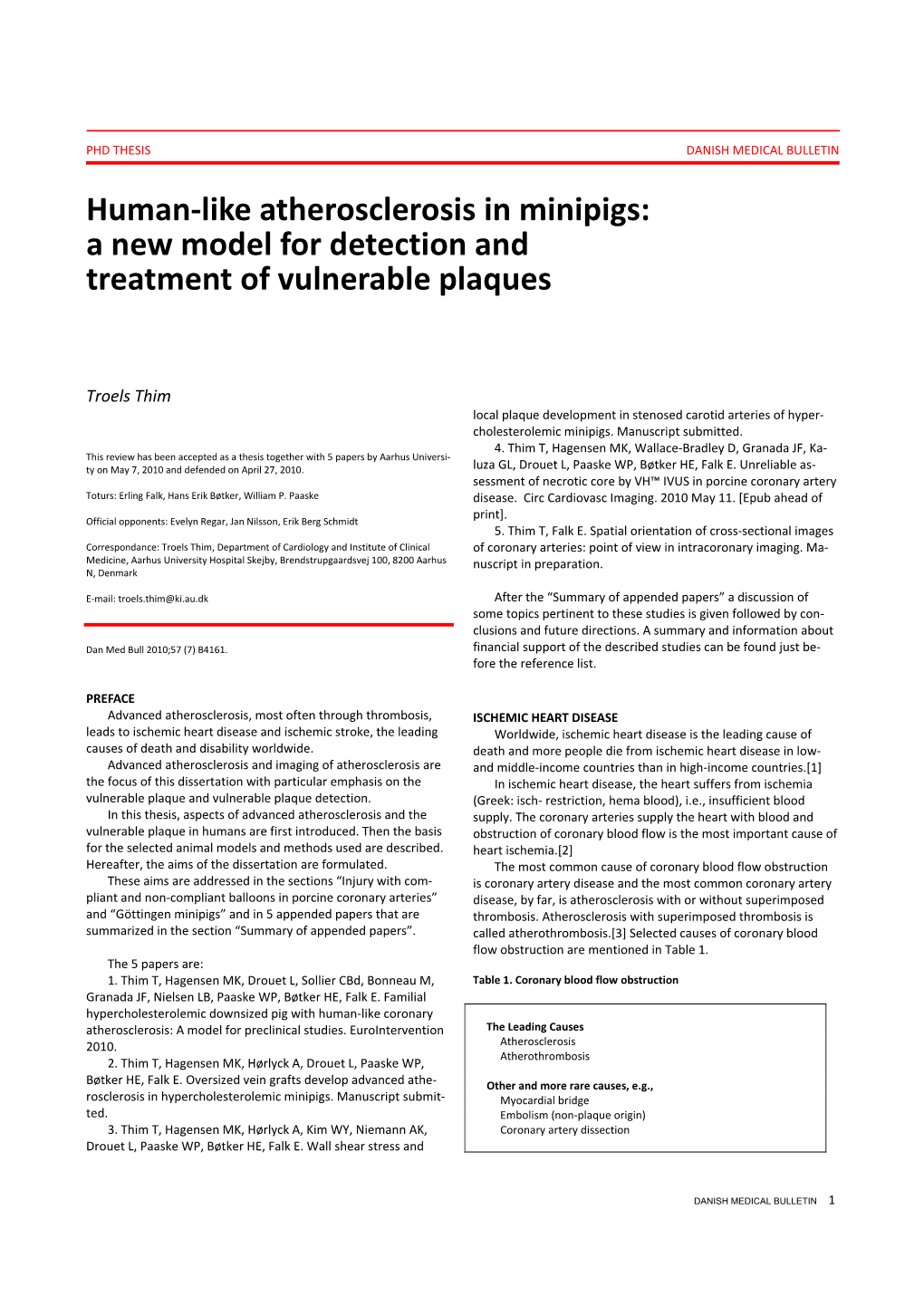 Human-Like Atherosclerosis in Minipigs: a New Model for Detection