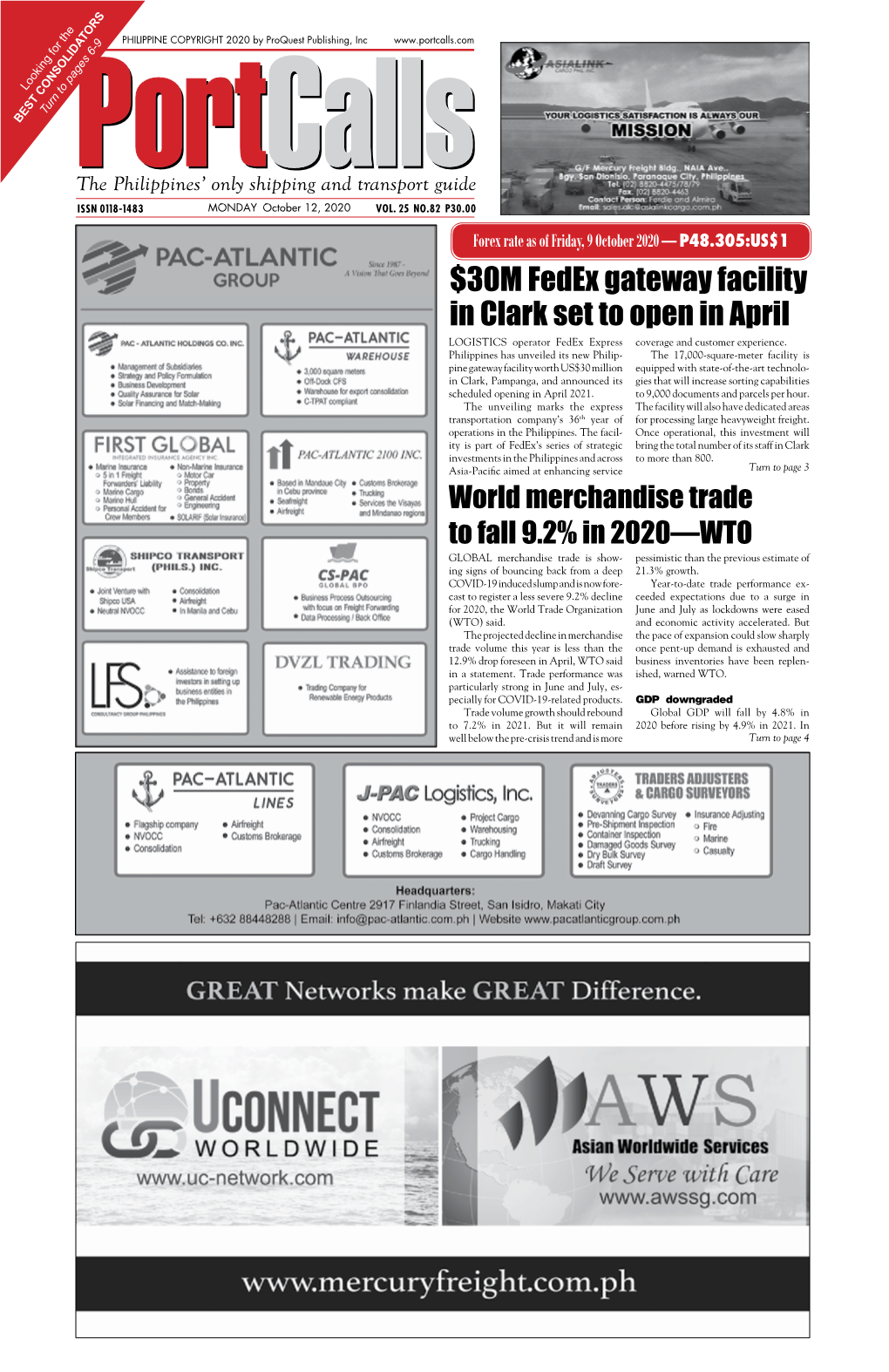 Portcalls (October 12, 2020)