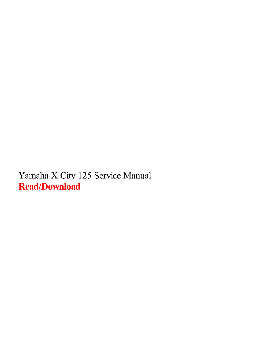 Yamaha X City 125 Service Manual
