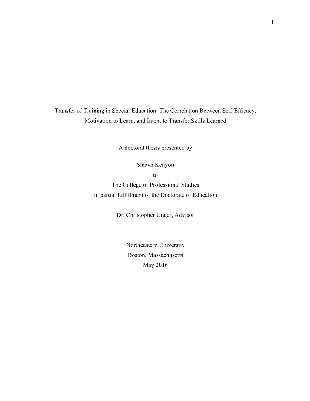 The Correlation Between Self-Efficacy, Motivation to Learn, and Intent to Transfer Skills Learned