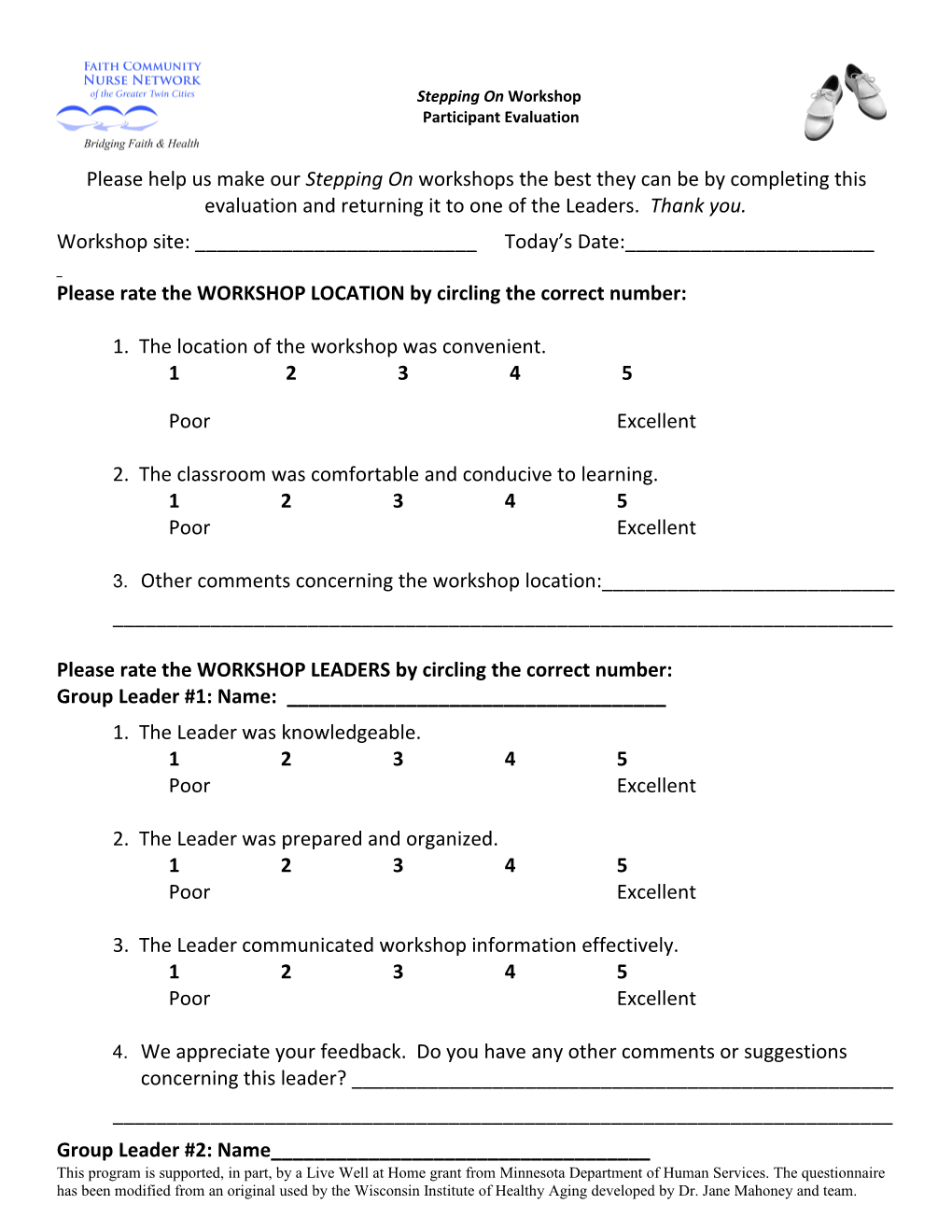 Healthy Living Workshop Evaluation