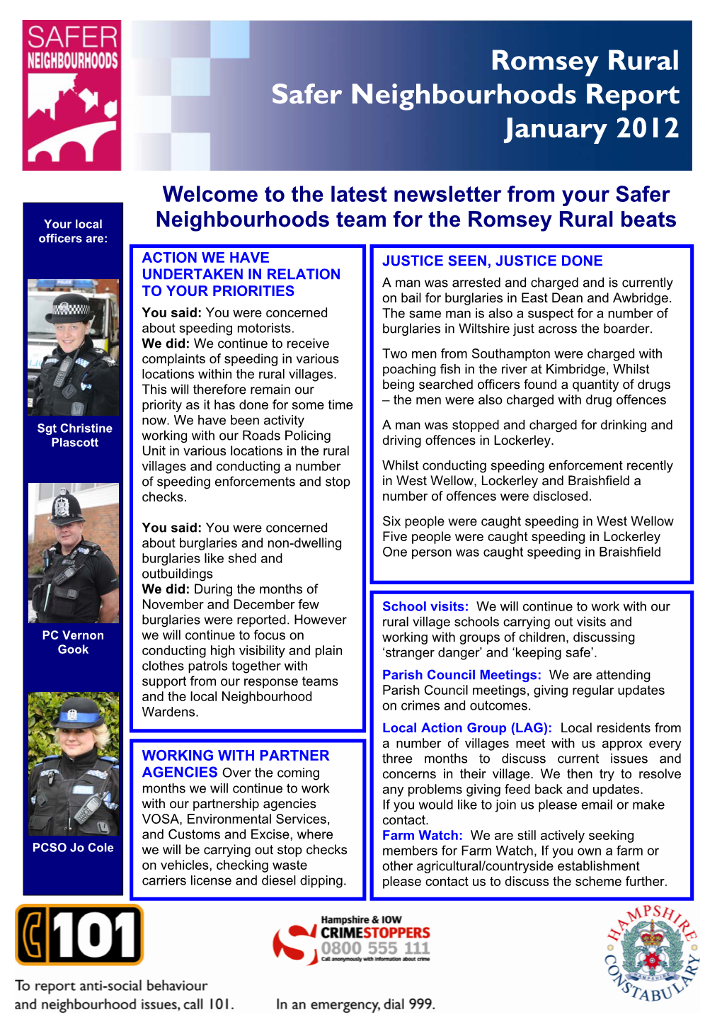 Romsey Rural Safer Neighbourhoods Report January 2012