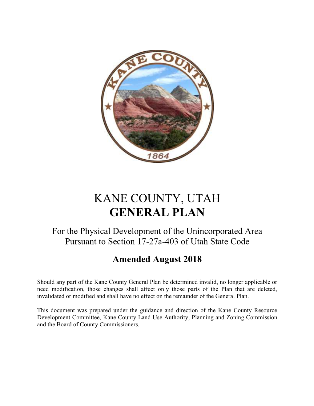 Kane County, Utah General Plan
