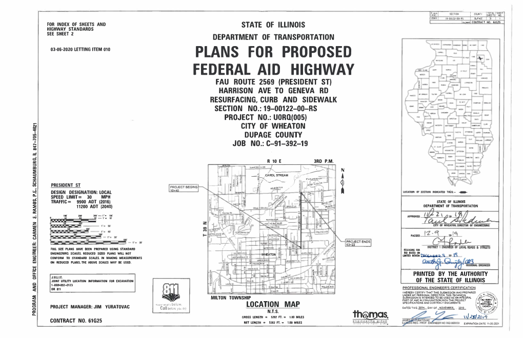 Contract No. 61625 State of Illinois Department of Transportation Plans