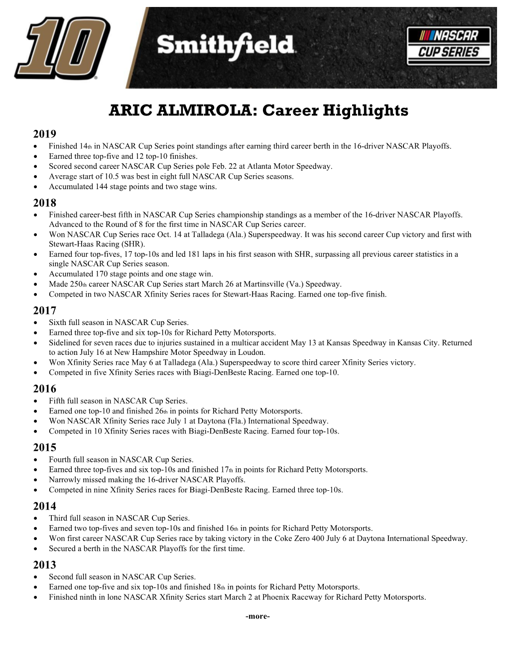 ARIC ALMIROLA: Career Highlights