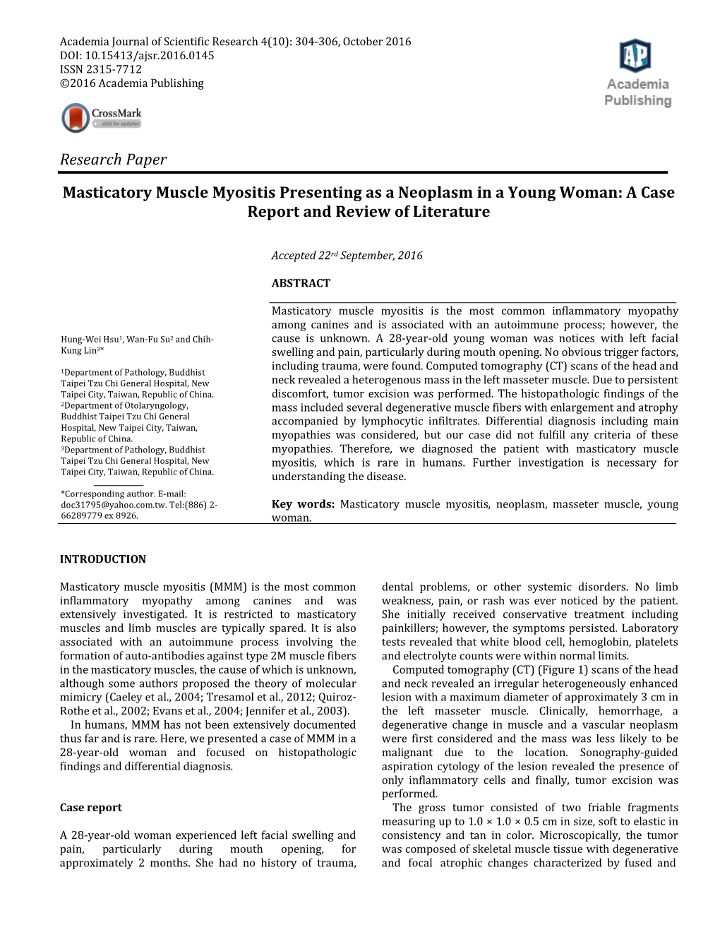 Research Paper Masticatory Muscle Myositis