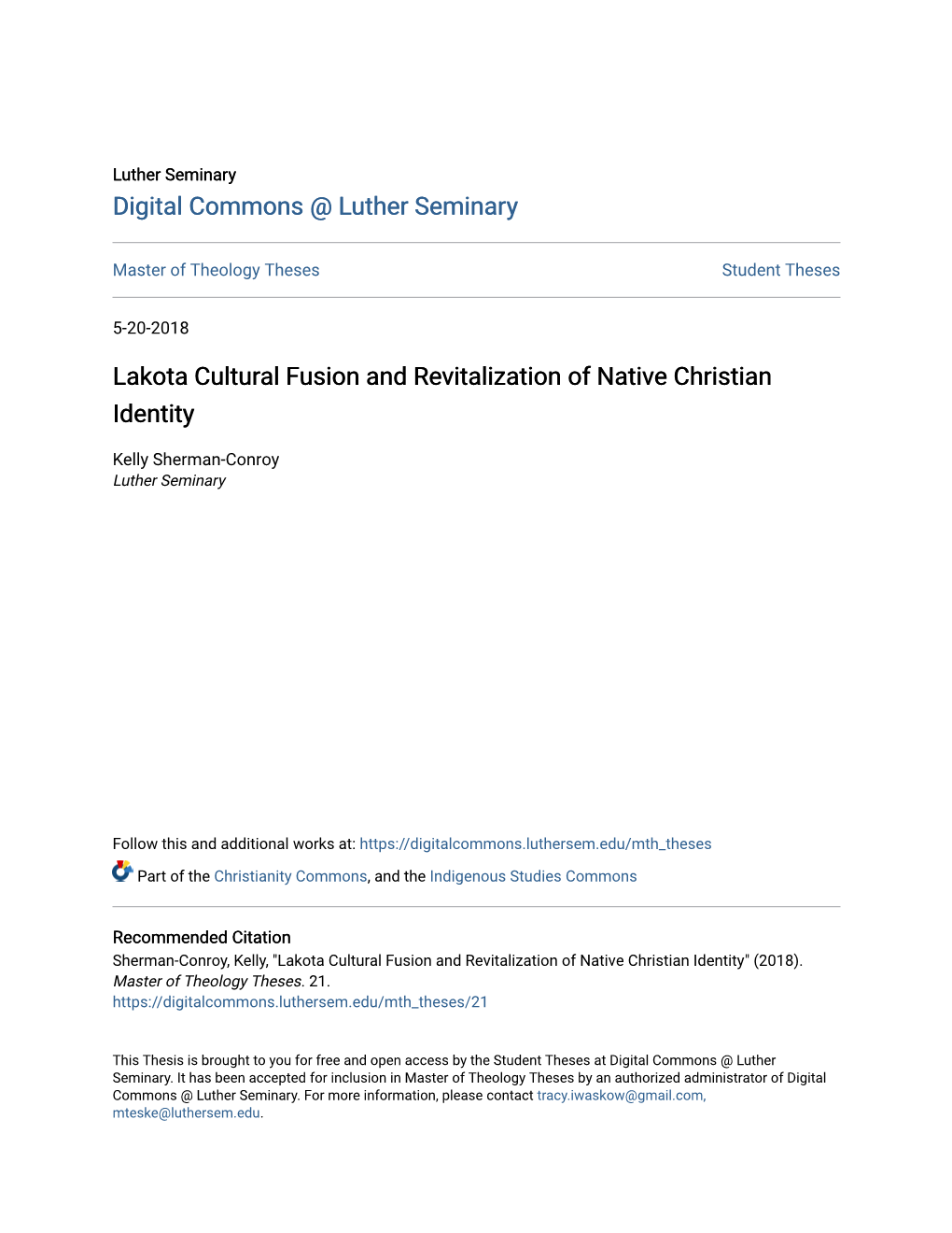 Lakota Cultural Fusion and Revitalization of Native Christian Identity