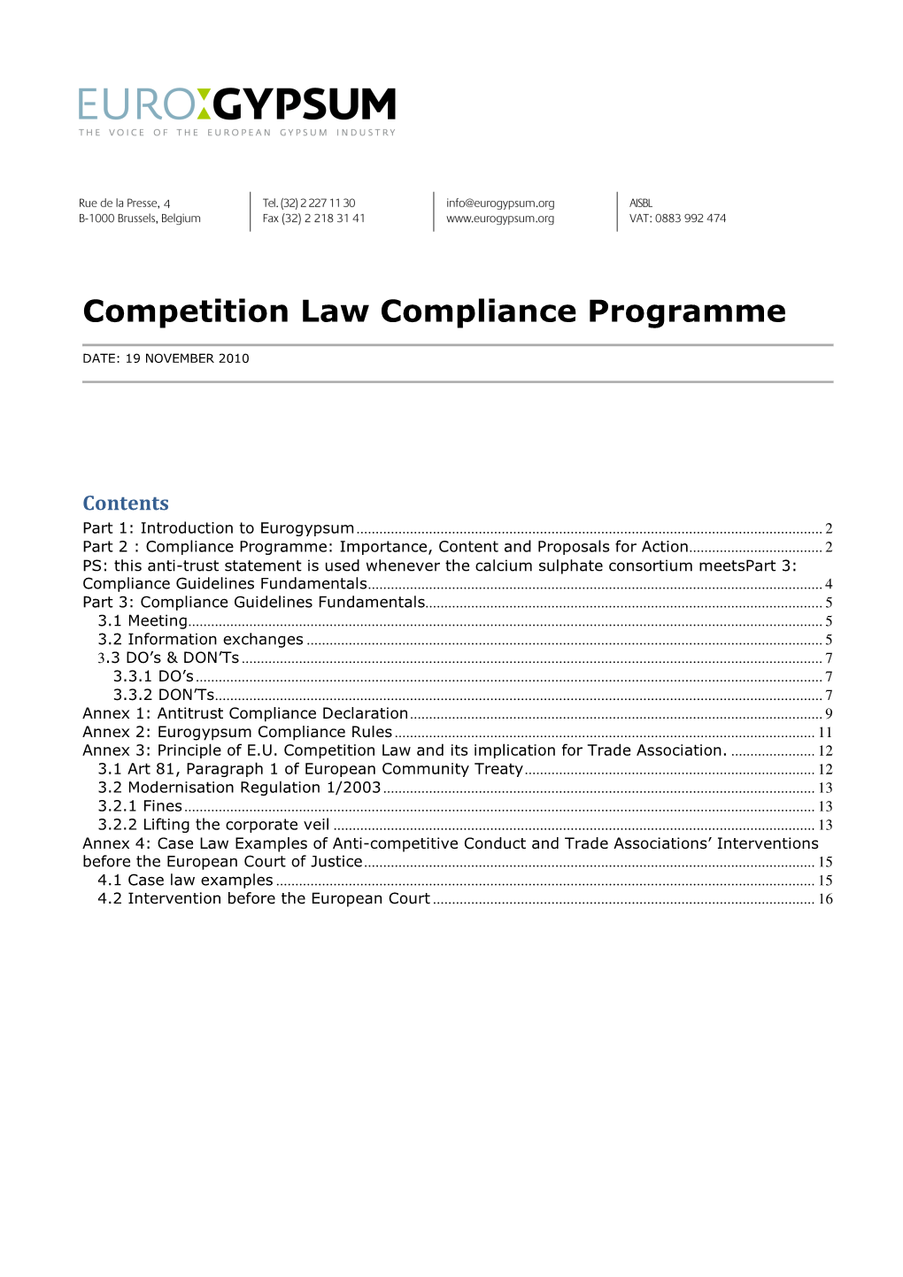 Competition Law Compliance Programme