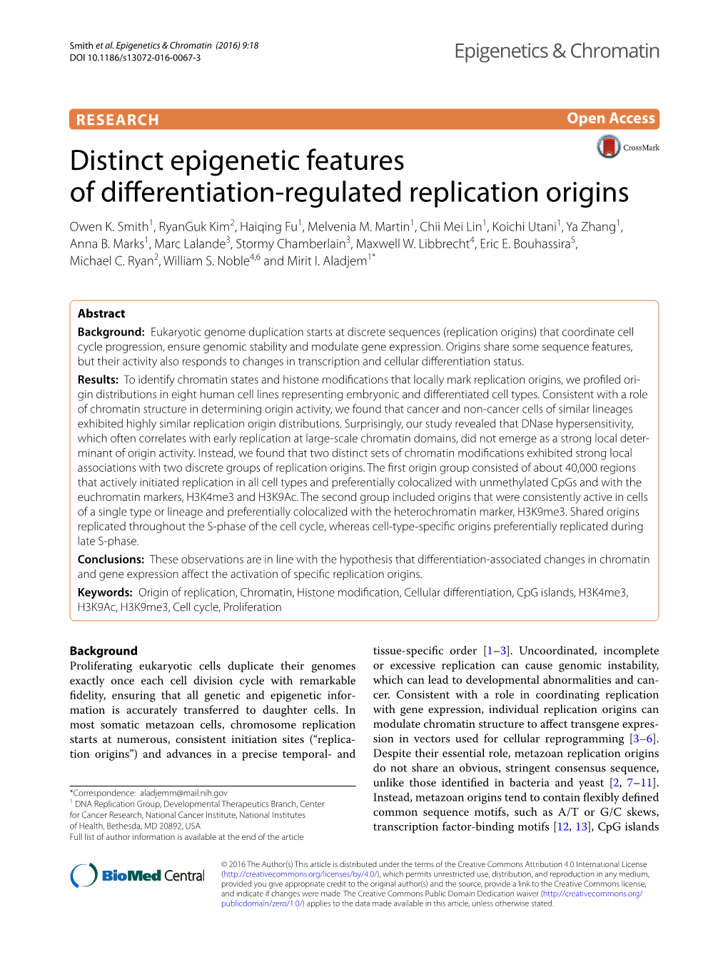 Distinct Epigenetic Features of Differentiation-Regulated Replication