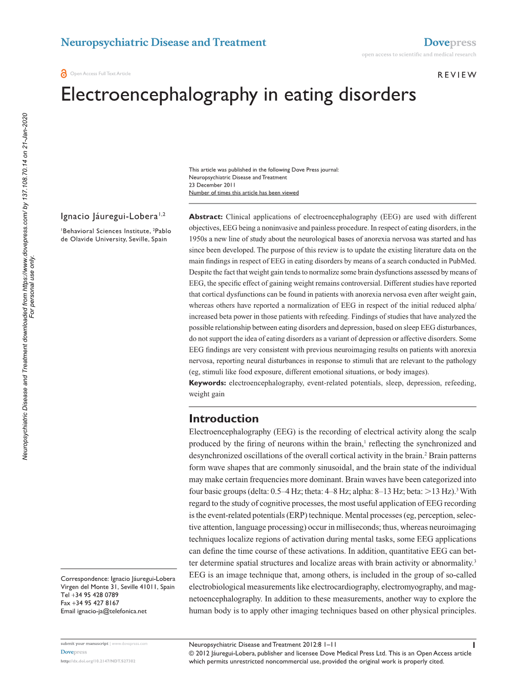 Electroencephalography in Eating Disorders