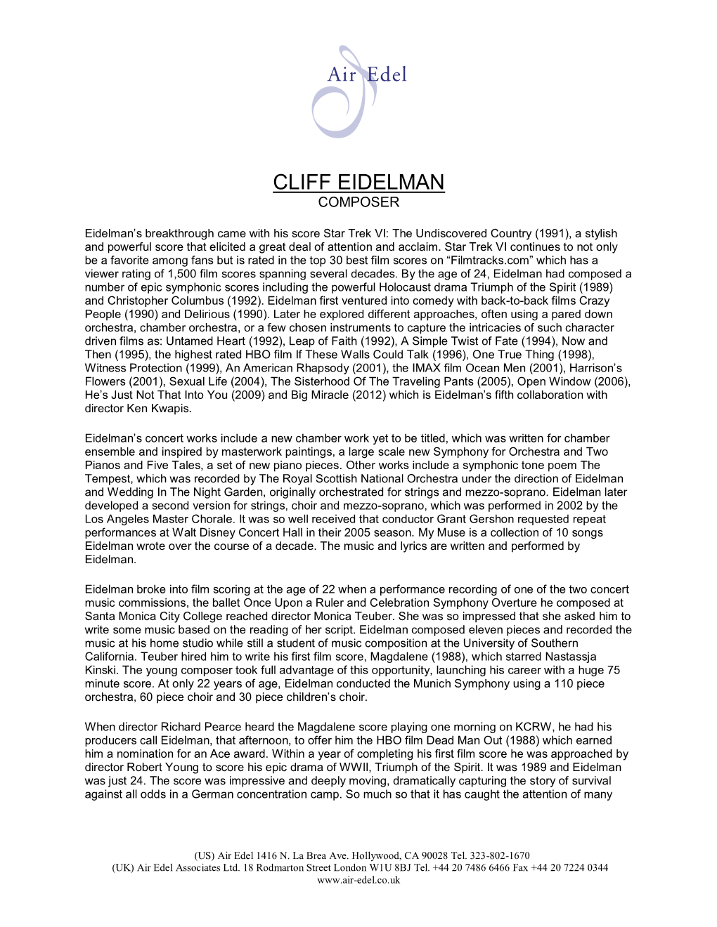 Cliff Eidelman Composer