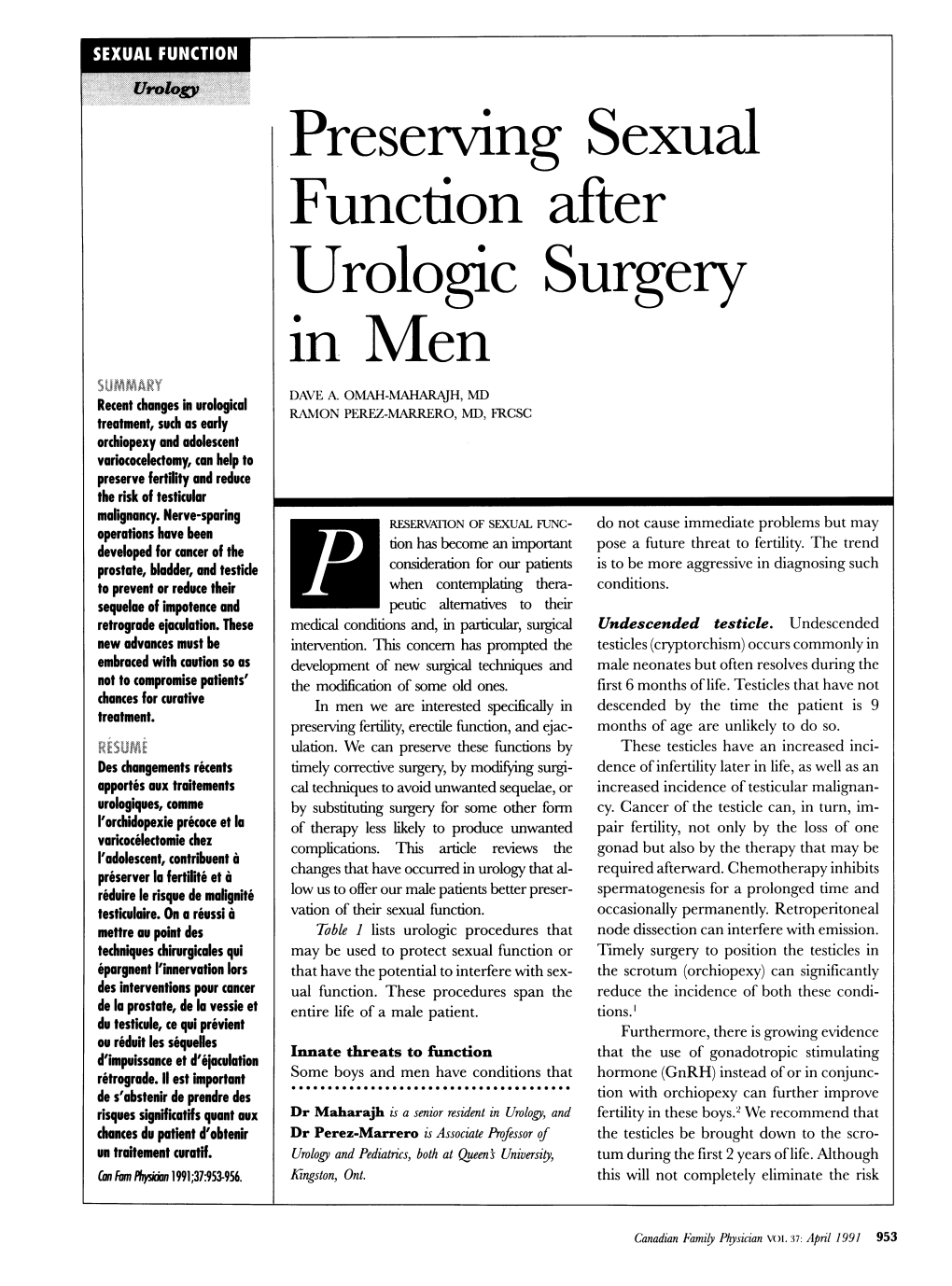Preserving Sexual Function After Urologic Surgery Men SUPM Ase Ve Recent Changes in Urological DAVE A