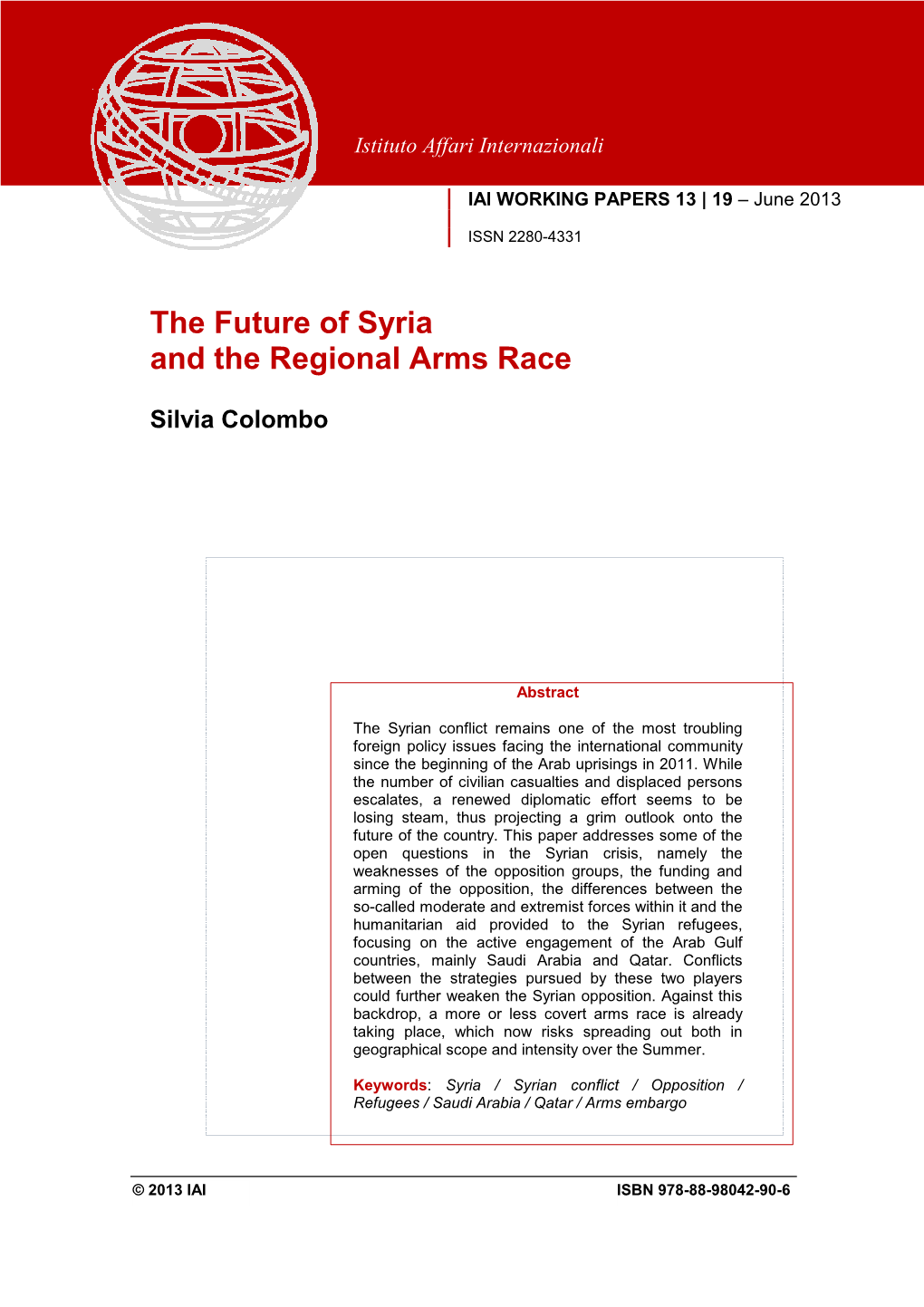 The Future of Syria and the Regional Arms Race