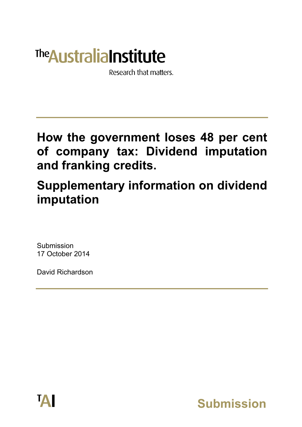 Dividend Imputation and Franking Credits