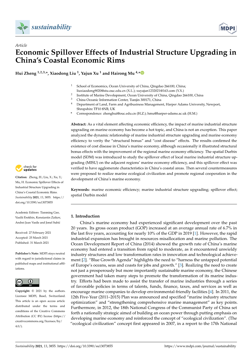 Economic Spillover Effects of Industrial Structure Upgrading in China’S Coastal Economic Rims