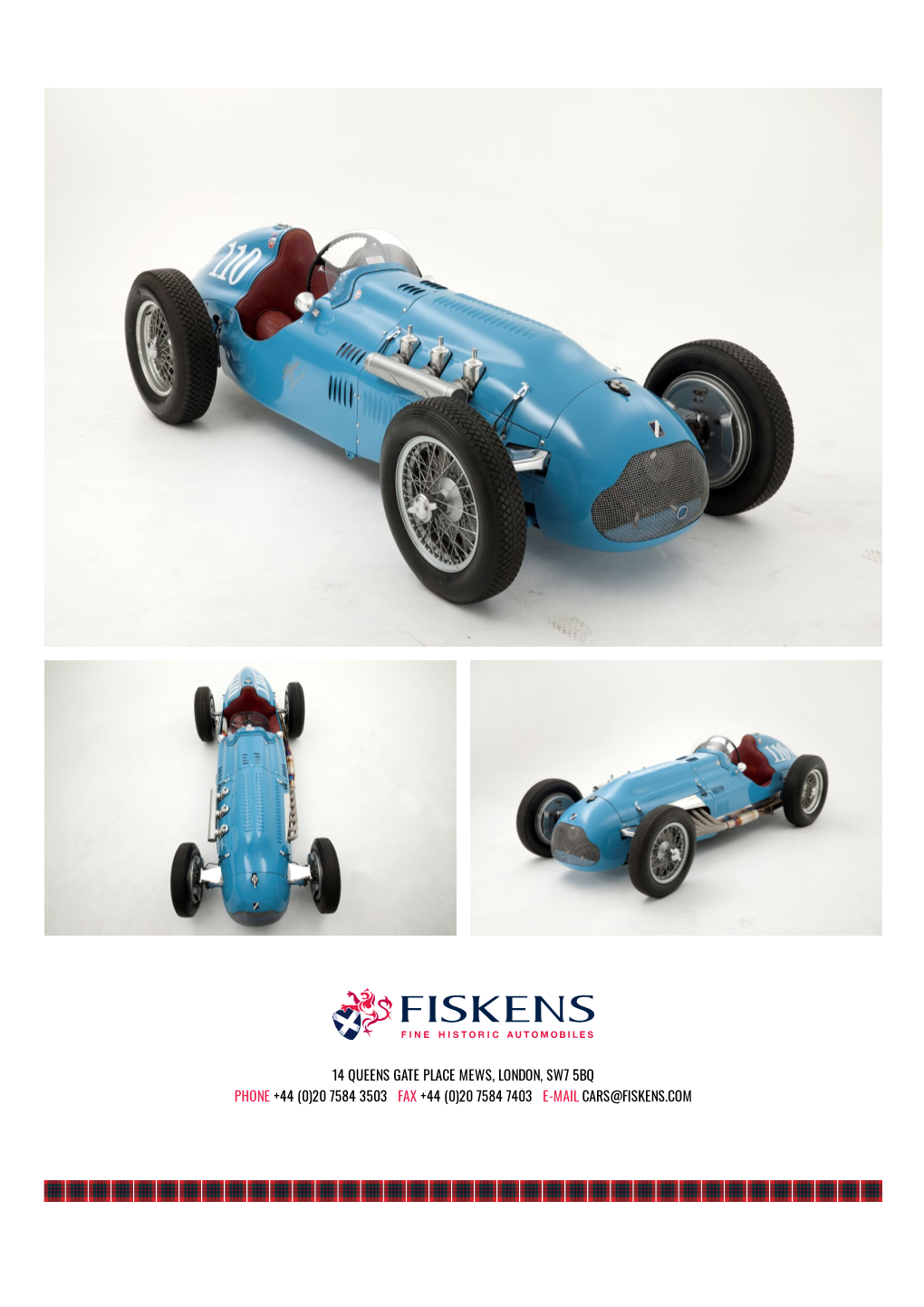 20 7584 7403 E-Mail Cars@Fiskens.Com 1948 Lago Talbot T26c