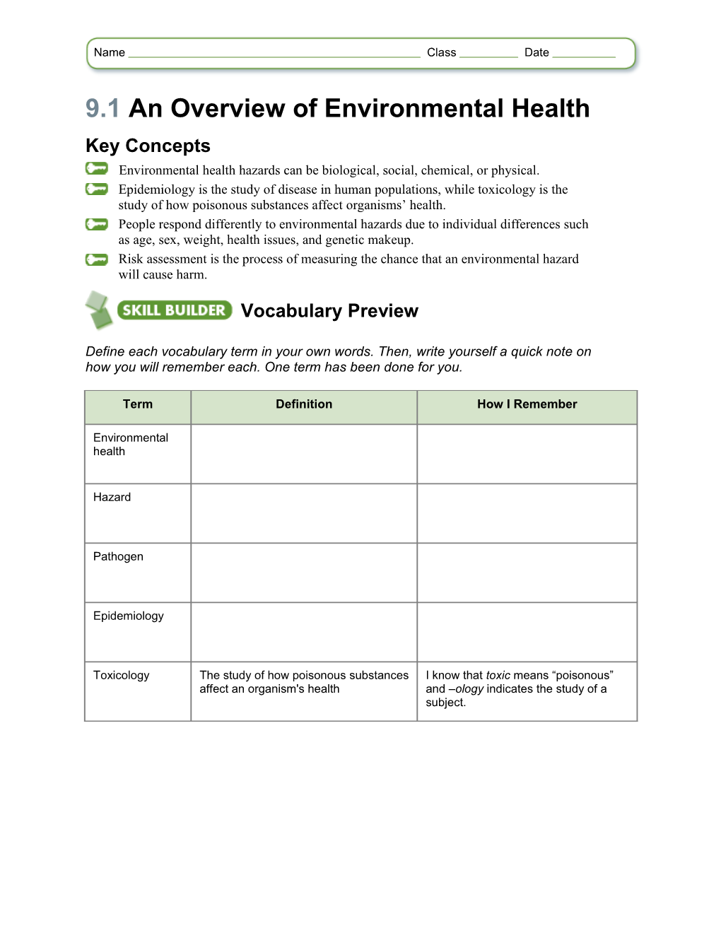 9.1 an Overview of Environmental Health