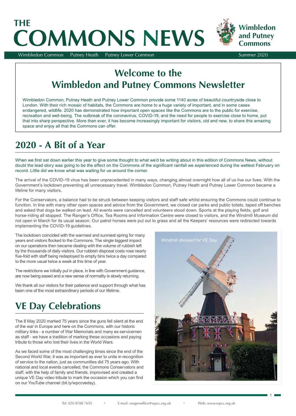 COMMONS NEWS Commons Wimbledon Common Putney Heath Putney Lower Common Summer 2020