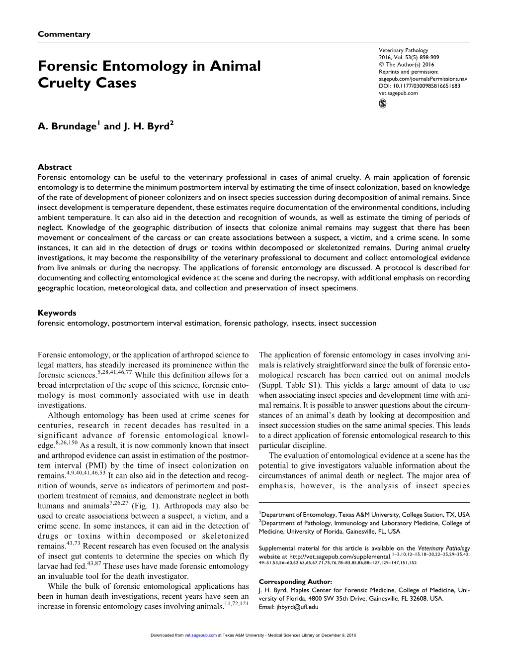 Forensic Entomology in Animal Cruelty Cases