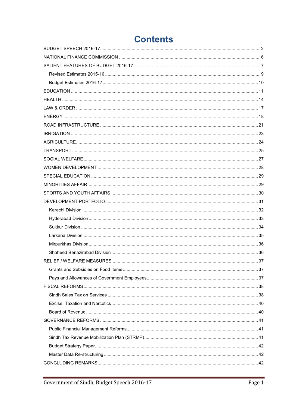 Contents BUDGET SPEECH 2016-17