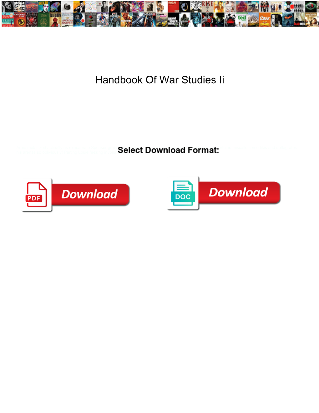 Handbook of War Studies Ii